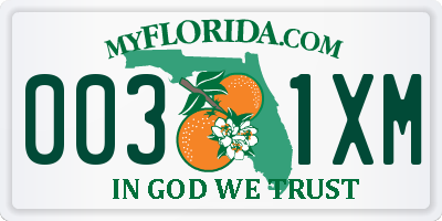 FL license plate 0031XM