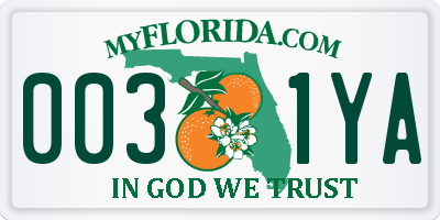 FL license plate 0031YA
