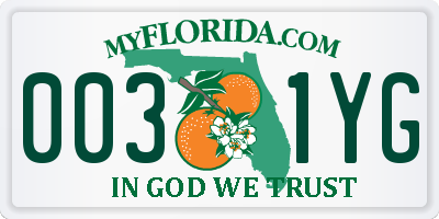 FL license plate 0031YG
