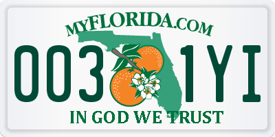 FL license plate 0031YI