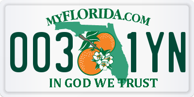 FL license plate 0031YN