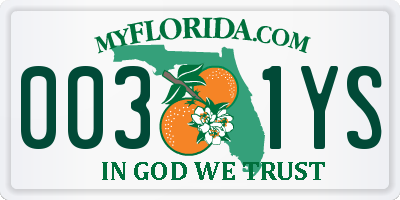 FL license plate 0031YS