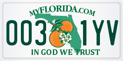 FL license plate 0031YV