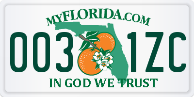 FL license plate 0031ZC