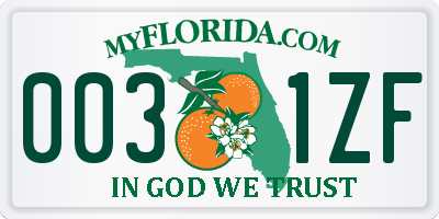 FL license plate 0031ZF