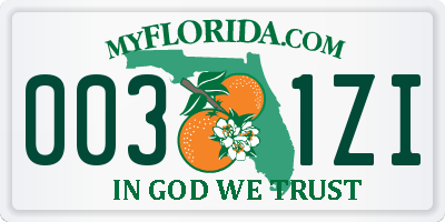 FL license plate 0031ZI