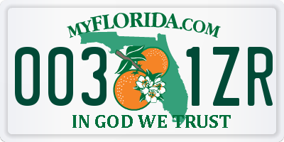 FL license plate 0031ZR