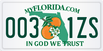 FL license plate 0031ZS