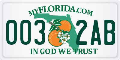 FL license plate 0032AB