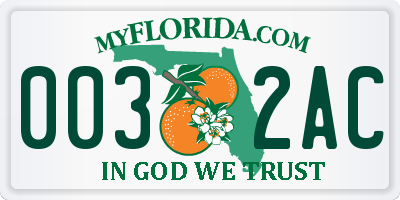 FL license plate 0032AC