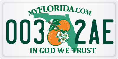 FL license plate 0032AE