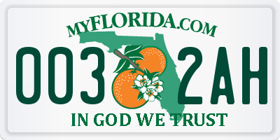 FL license plate 0032AH