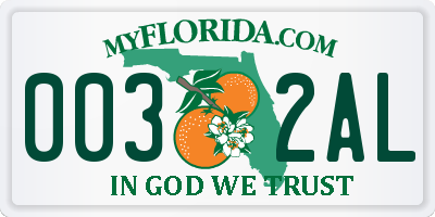 FL license plate 0032AL