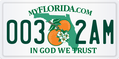 FL license plate 0032AM