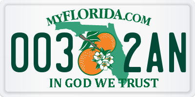 FL license plate 0032AN