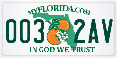 FL license plate 0032AV