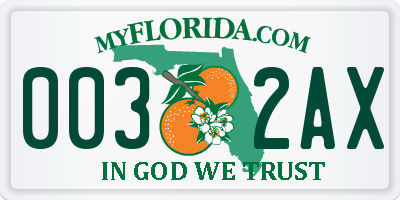 FL license plate 0032AX