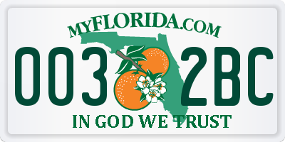 FL license plate 0032BC