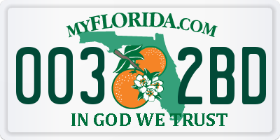 FL license plate 0032BD