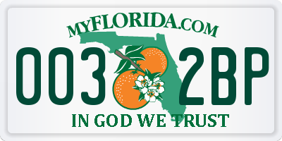 FL license plate 0032BP