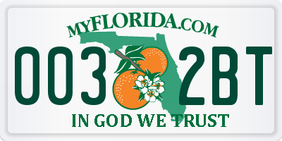 FL license plate 0032BT