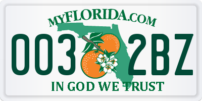FL license plate 0032BZ