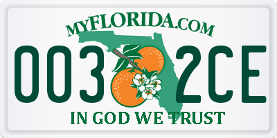 FL license plate 0032CE