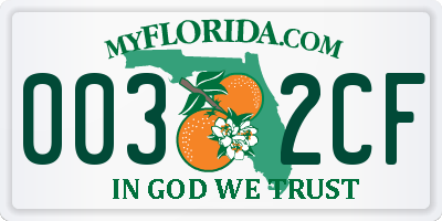 FL license plate 0032CF