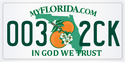 FL license plate 0032CK
