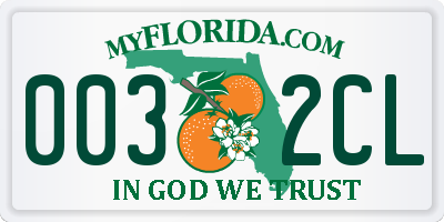 FL license plate 0032CL