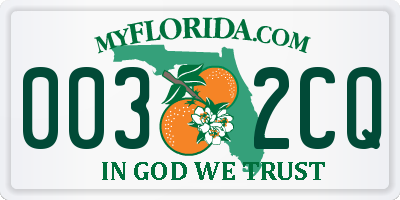 FL license plate 0032CQ