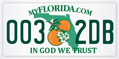 FL license plate 0032DB