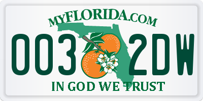 FL license plate 0032DW