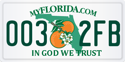 FL license plate 0032FB