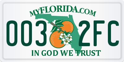 FL license plate 0032FC