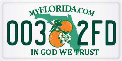 FL license plate 0032FD