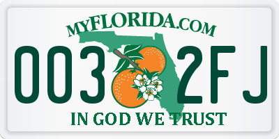 FL license plate 0032FJ