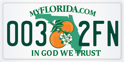 FL license plate 0032FN