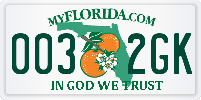 FL license plate 0032GK
