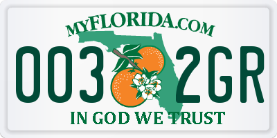 FL license plate 0032GR