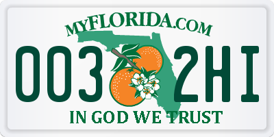 FL license plate 0032HI