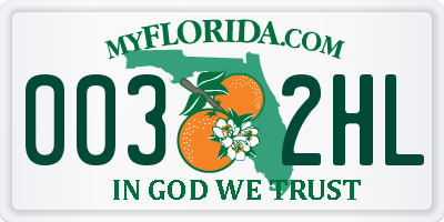 FL license plate 0032HL