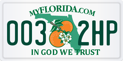 FL license plate 0032HP