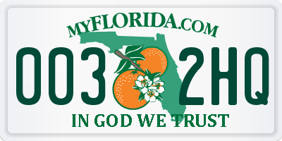 FL license plate 0032HQ