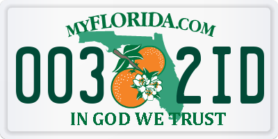 FL license plate 0032ID