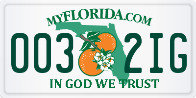 FL license plate 0032IG