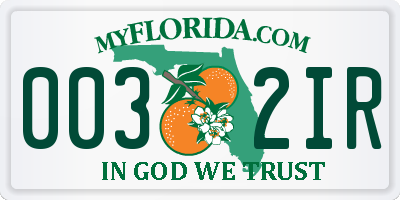 FL license plate 0032IR