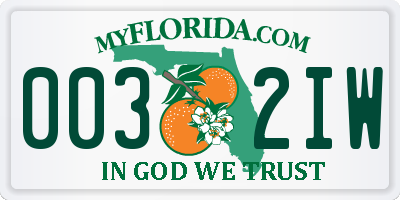 FL license plate 0032IW