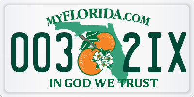 FL license plate 0032IX