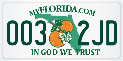FL license plate 0032JD